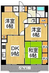 ピジョン田園 3DKの間取図画像