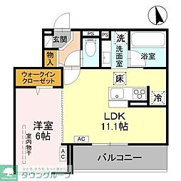 (仮称)D-Sereno小手指 1LDKの間取図画像