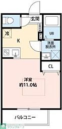 STONE RIVER 西所沢B ワンルームの間取図画像