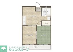 武蔵野サンハイツ久米川 2DKの間取図画像