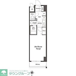 ルクレ両国 2階1Kの間取り