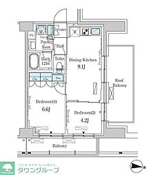 パークアクシス木場キャナルウエスト 2DKの間取図画像