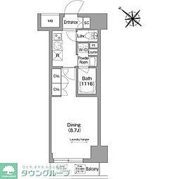 コンフォリア・リヴ茅場町 1Kの間取図画像