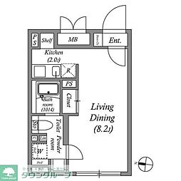 ES-Grande前仲町デュオ(エスグランデ門前仲町デュオ) ワンルームの間取図画像