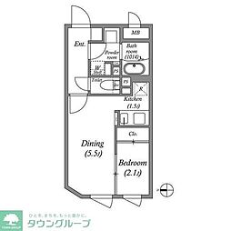 ES-Grande前仲町デュオ(エスグランデ門前仲町デュオ) 1DKの間取図画像