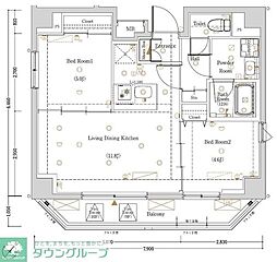 墨田区向島3丁目マンション 2LDKの間取図画像