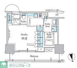 パークアクシス東陽町・親水公園 ワンルームの間取図画像