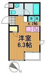 グランアセット月島 1Kの間取図画像