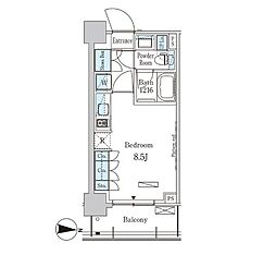 ParkAxis菊川 ワンルームの間取図画像