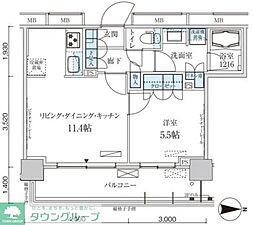 パークアクシス菊川ステーションゲート 1LDKの間取図画像
