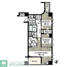 コクヨーレ日本橋 2LDKの間取図画像