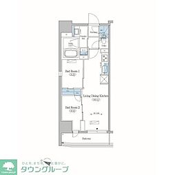 アーバネックス住吉 2LDKの間取図画像