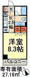 パークアクシス門前仲町 ワンルームの間取図画像