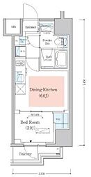 Urbanex深川木場 1DKの間取図画像