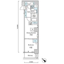 アヴェルーナ月島 1DKの間取図画像