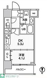ジェノヴィア南千住スカイガーデン 1DKの間取図画像
