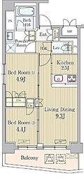 アクラス日本橋 2LDKの間取図画像