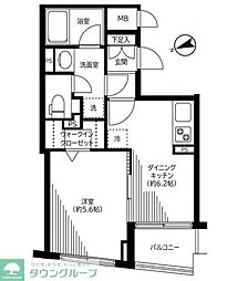 銀座レジデンス伍番館 1DKの間取図画像