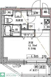 GENOVIA六町 1Kの間取図画像
