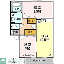 エーデルハイムASAKAB 2LDKの間取図画像