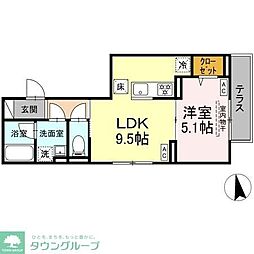 セレスティア北加平 1LDKの間取図画像
