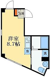 プリーツ千住North ワンルームの間取図画像