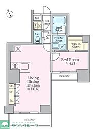 ルフレプレミアム上野レジデンシャルタワー 1LDKの間取図画像