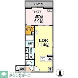 セレスティア大谷田III 1LDKの間取図画像