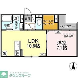 セレスティア大谷田III 1LDKの間取図画像