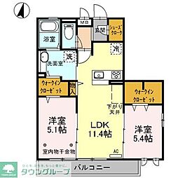 リンクスパークサイド 2LDKの間取図画像