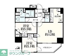 レーベンリヴァーレ北千住プライムアート 2LDKの間取図画像