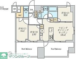 クレストコート北千住レジデンス 3LDKの間取図画像
