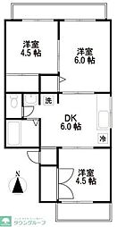 サンハイム西新井 3DKの間取図画像