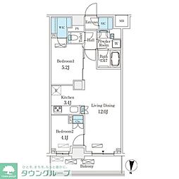フロンティアレジデンス錦糸公園 2LDKの間取図画像