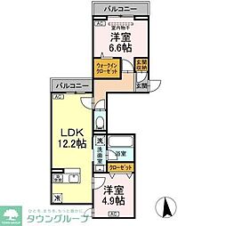 セレスティア東保木間II 2LDKの間取図画像
