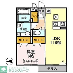 クラルテ 1LDKの間取図画像