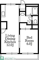 フレンドリーテラス六町 1LDKの間取図画像