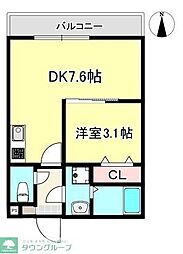 LACRAS舎人 1DKの間取図画像