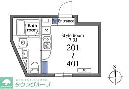 ラターシュ町屋 ワンルームの間取図画像