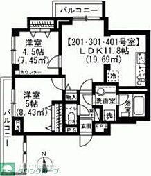 スカイエ西日暮里 2LDKの間取図画像