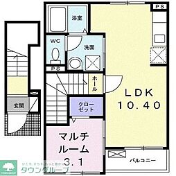 シャンドフルール 1LDKの間取図画像