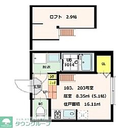 ダリアステート北千住 1Kの間取図画像