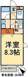コーポラスフジ 1Kの間取図画像
