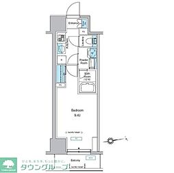 プレディアコート北千住 1Kの間取図画像