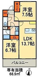 ロイヤルパークスシーサー南千住 2LDKの間取図画像