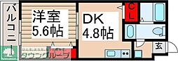 GARNPASEO六町 1DKの間取図画像