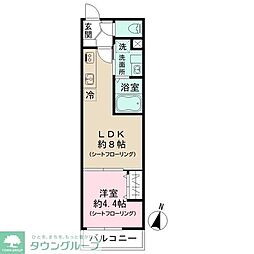 Jブラン竹ノ塚 1LDKの間取図画像