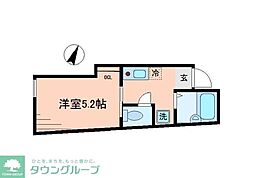 ロイヤルブルーゲート五反野 1Kの間取図画像