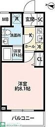 プレール・ドゥーク梅島 1Kの間取図画像