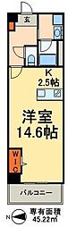 ロイヤルパークス梅島 ワンルームの間取図画像
